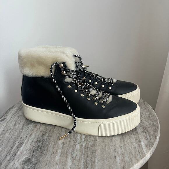 Joie‎ Handan Shearling High-Top Platform Sneakers - Picture 1 of 7
